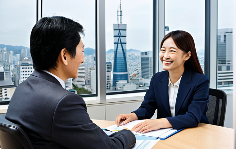 Asset Management Consultation**

A professional financial advisor, fully clothed in a modest business suit, attentively listening to a smiling Japanese woman (fully clothed in appropriate office attire) across a desk in a bright, modern office.  The office has large windows overlooking a cityscape. Safe for work, appropriate content, professional setting. Perfect anatomy, correct proportions, well-formed hands, natural pose. High quality, professional photography. Family-friendly.

**