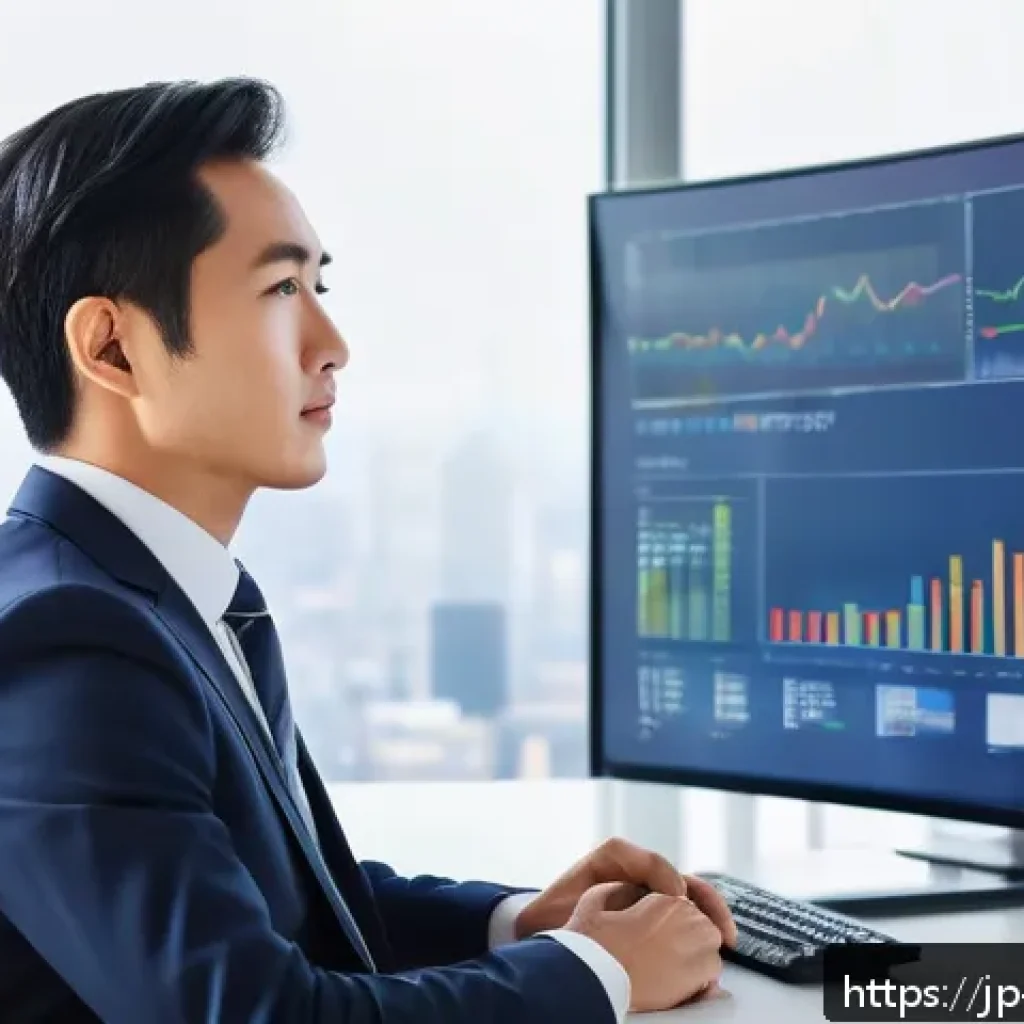 자산관리사 연봉 수준과 직무 만족도 - A professional Japanese asset manager in a modern urban office setting, wearing a smart business sui...
