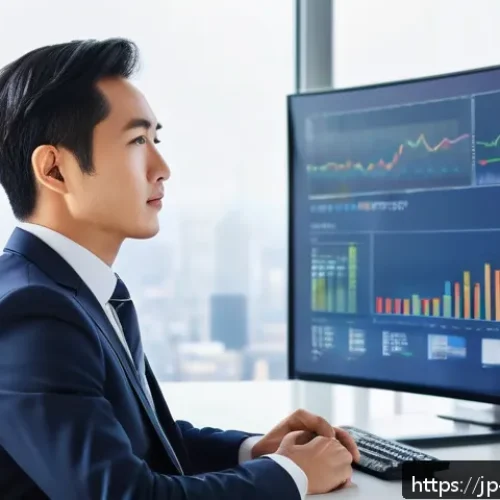 자산관리사 연봉 수준과 직무 만족도 - A professional Japanese asset manager in a modern urban office setting, wearing a smart business sui...