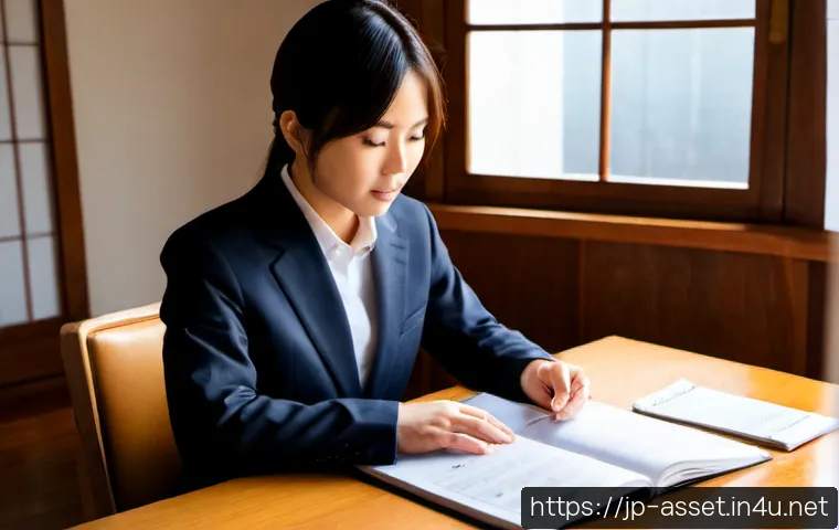 자산관리사 필기 시험 고득점 비결 - Photorealistic Japanese young professional studying for a financial planning certification exam at a...